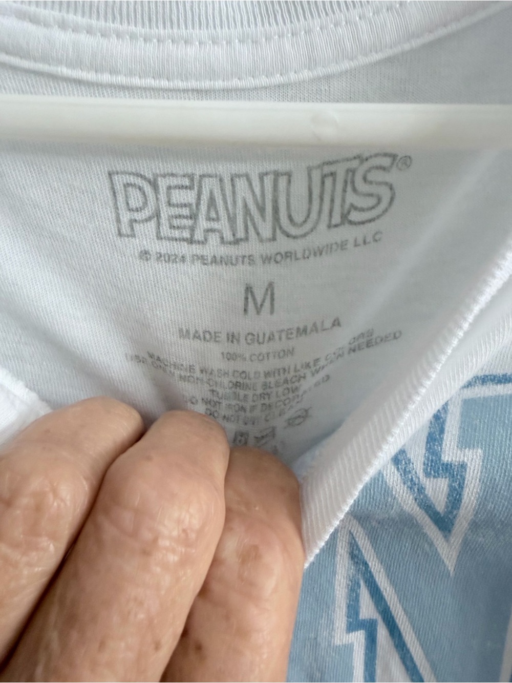 Peanuts Oversized White Tee with Light Blue & Pastel Paris Print - Picture 4 of 6